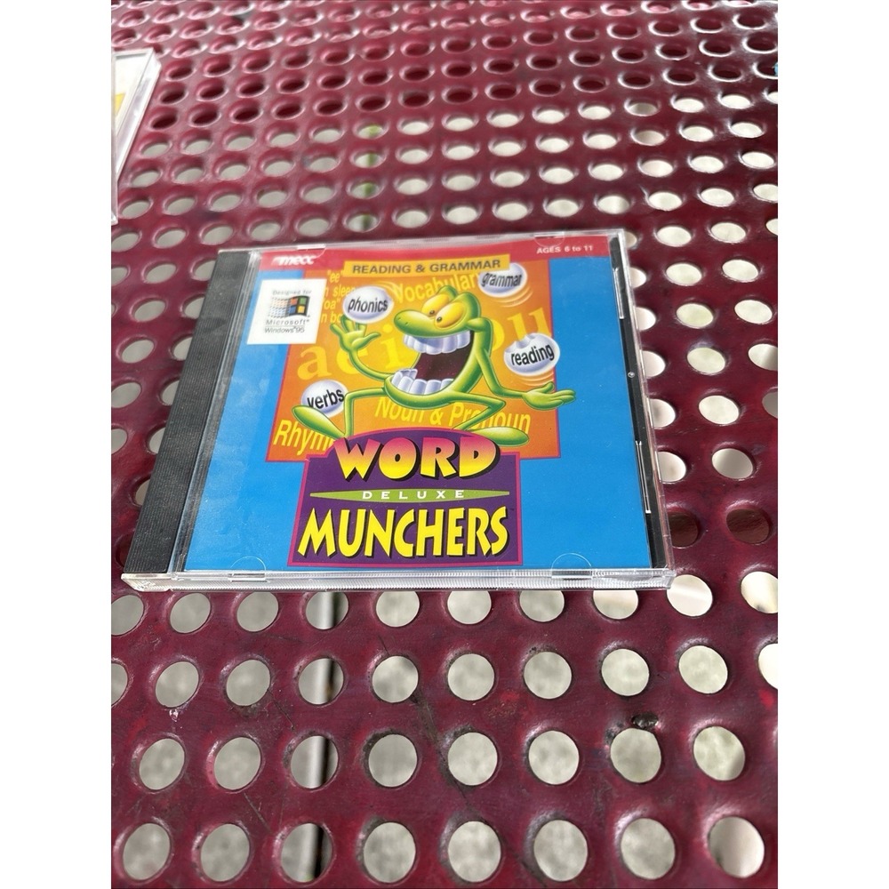 Word Munchers Deluxe PC Game CD Rom Vintage MECC Windows Mac Educational 1996